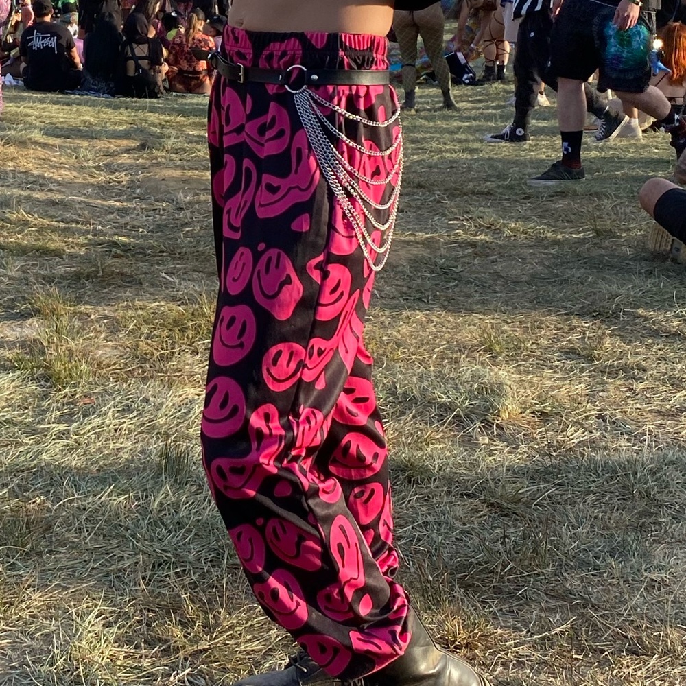 SHEIN pink and black melty face joggers
